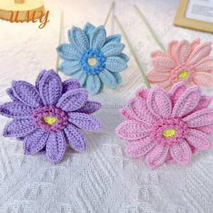 Real Touch Crochet Gerbera crisantemo fiori realistici <span class=keywords><strong>Bouquet</strong></span> da sposa per la festa di matrimonio a casa decorazioni - Product Image 3
