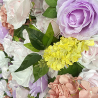 Décor mural NINI bleu et rose avec fleurs 5D, 2,4 m x 2,4 m, roses et verdure au toucher réel pour baby shower et révélation du sexe