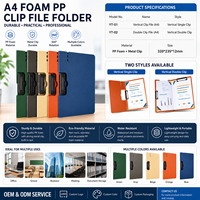 Carpeta Portapapeles de Espuma A4 con Logotipo Personalizado, Carpeta de Archivo Plegable Impermeable con Clip Metálico Resistente para Oficina, Escuela y Negocios