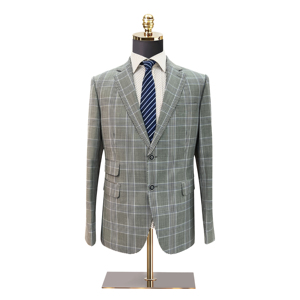 Giacca da <span class=keywords><strong>uomo</strong></span> a scacchi grigia a pieghe in stile frontale per abiti da ufficio o da festa - Product Image 1