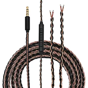 Cabo de áudio de substituição com 8 fios, fone de ouvido de 3,5 mm, para reparo de fones de ouvido, fio semiautomatizado de manutenção DIY