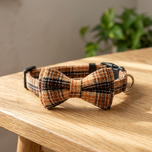 Plaid Wool Dog <b>Collar</b> with Bowknot Adjustable Buckle Closure Classic Style for Autumn wholesale manufacturer - Product Image 4