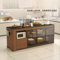 Îlot de cuisine en bois massif avec comptoir - Meuble de cuisine autoportant et mobile, table d'îlot de cuisine, meuble d'appoint pour salle à manger, comptoir de préparation
