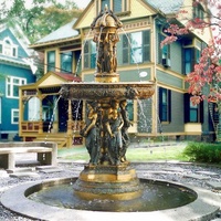 Bronze Belle Jardin Sexe Fille Sculpture et Tête De Lion Fontaine D'eau