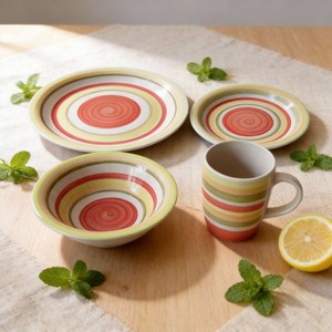 Set da Pranzo in Gres Dipinto a Mano 16 Pezzi Design Contemporaneo Marca HARVIT - Product Image 5