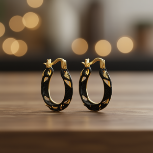 Orecchini a Cerchio in Argento E2514, Gioielli Classici da Donna in Lega, Placcatura Nera e Oro - Product Image 2