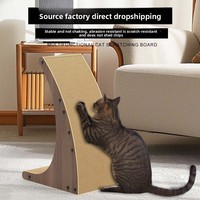 Griffoir pour chat en carton ondulé, mural vertical en forme de L, durable, anti-déchirure, mignon, intégré