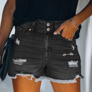 Shorts pour femmes sexy de style europé<span class=keywords><strong>en</strong></span> et américain, décontractés, taille haute, déchirés, couleurs claires ordinaires, de haute qualité, <span class=keywords><strong>en</strong></span> gros - Product Image 2