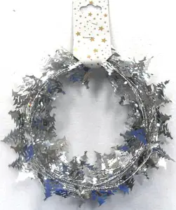 Guirlande métallique de m, en PVC, argent, pour arbre de noël, guirlande guirlande, décoration suspendue d'intérieur pour couronne d'arbre de noël