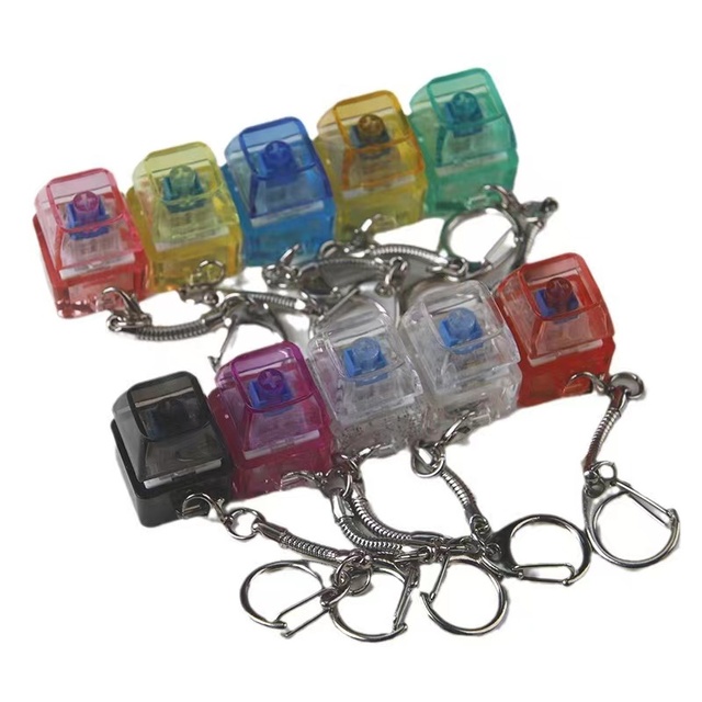 Wholesale Custom Design Logo Mechanical Keyboard Keychain Keycap Relieve Stress Switches Key Chain Decompression Keychain