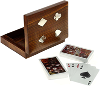 Boîte à poker en bois élégante, organiseur de rangement pour 2 jeux de cartes, boîte à poker en bois pour Poker Bridge Rummy.