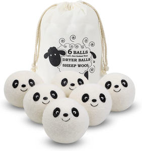 Paquete de 6 bolas de secadora de lana de lavandería orgánica para el hogar de 7cm reutilizables ecológicas personalizadas para lavadora, paquete de 6 bolas orgánicas - Product Image 2