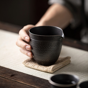 Handmade Ceramic Fair Cup Black Gilded Silver Round Shape For Kung Fu <b>Tea</b> <b>Set</b> Dehua County Origin Without Lid - Product Image 2