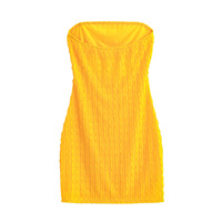 Nouvelle Robe Mini Jaune Tricotée sans Bretelles, Coupe Crayon, Unie, Décontractée, Taille Empire, avec Découpes, pour Soirée, Collection Été 2026