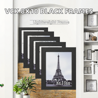 Bingkai Foto Kayu Hitam 8x10 Inci Set 6 Bingkai Gambar Persegi Panjang untuk Meja atau Dinding