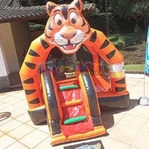 Chateau gonflable commercial kids party bouncer pvc bounce <b>house</b> <b>inflatable</b> tiger bouncy castle with slide - Product Image 2