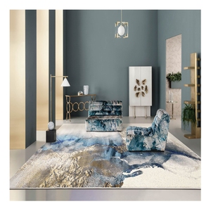 Tapis de sol à rayures salon chambre anti-dérapant décoration nordique Beige et gris Design abstrait grand tapis tapis - Product Image 6