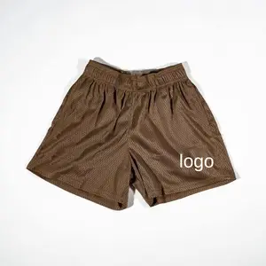 Shorts de malha para homens, shorts de malha casual esportivos de cor sólida para corrida e corrida, com logotipo personalizado de verão