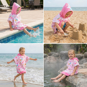 <span class=keywords><strong>Poncho</strong></span> da Spiaggia per Bambini in Microfibra Super Morbida, Stampa Animalier Personalizzata, Asciugatura Rapida per Nuoto all'Aperto - Product Image 6