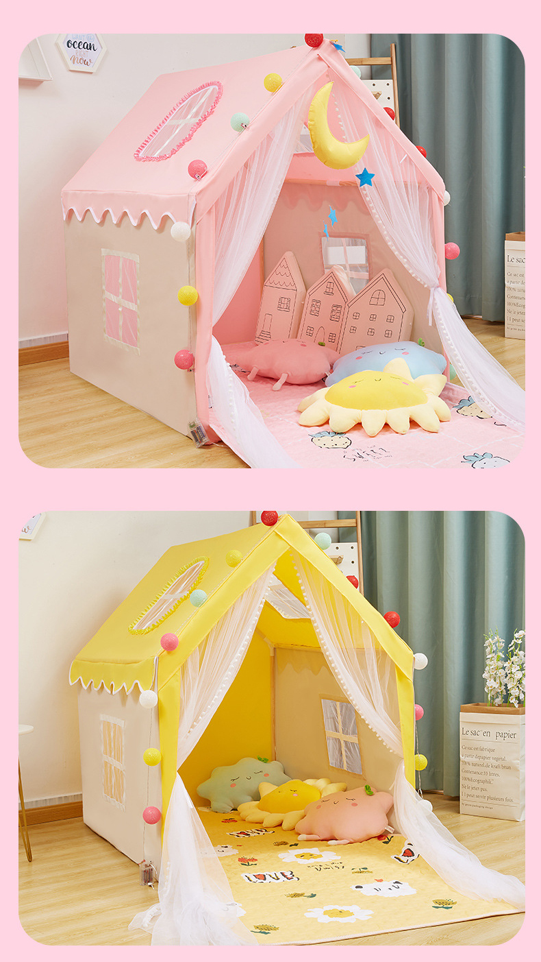 Customized Logo Girls Playhouse Outdoor Camping Tent 110CM Baby Princess Castle Tent With Lights