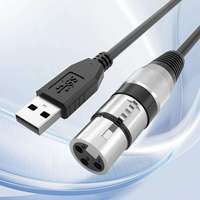 Cable de Audio USB-A a XLR de 1m con Revestimiento de PVC y Conectores Niquelados para Computadora, PC, Mezcladora, Tarjeta de Sonido y Amplificador