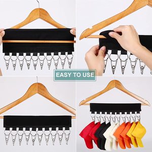 Organizador de almacenamiento de sombreros, rectangular negro, 10 o 12 clips, organizador colgante para gabinetes, para gorras y ropa, para uso en armarios. - Product Image 4