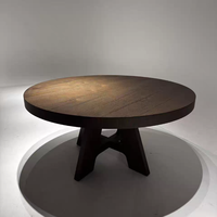 Table à manger ronde en bois massif de style Wabi-sabi américain RH Davos, pour usage domestique, 6 personnes, sur mesure
