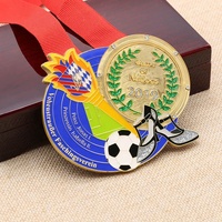 Médaille de football de football en bronze et argent découpé avec ruban au design personnalisé