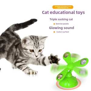 Großhandel Modernes Interaktives Haustier-Spielzeug Multifunktionales Spinner-Windrad mit Saugnapf Umweltfreundlich Blinkend Kauend - Product Image 4