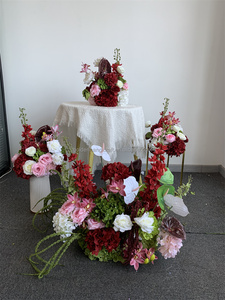 Borgoña marfil blanco rosa verde Hortensia boda arco flores de seda para graduación Borgoña Arbor flor nuevo diseño - Product Image 6