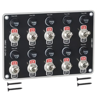 Panneau de commutation à 10 interrupteurs à bascule avec fusible 10A, interrupteur à bascule robuste SPST 3 broches 12V-24V ON/OFF pour bateau, camping-car, voiture, camion