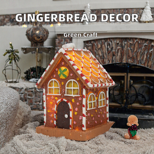 Wholesale Handmade Eco-friendly Resin Gingerbread Christmas <b>House</b> Festive Bulk Holiday Decorations Lighted <b>Doll</b> Shape Craft - Product Image 2
