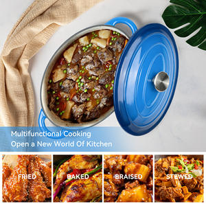 Cocotte en fonte émaillée multifonctionnelle 4,5 QT, fond en acier inoxydable, extérieur en céramique, auto-égouttant, rétention d'humidité - Product Image 2