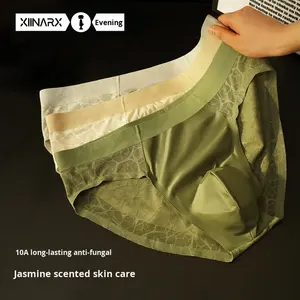 Sous-vêtements pour hommes, boxers mi-hauts en nylon avec dentelle, <span class=keywords><strong>slip</strong></span> pour hommes, parfum de camélia, hydratant, rafraîchissant, sexy, caleçons pour garçons - Product Image 2