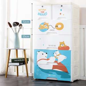 خزانة أدراج بلاستيكية قابلة للطي 49 من 5 طبقات بطباعة حيوانات مع عجلات للأطفال - Product Image 3