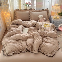 Parure de lit double sur mesure, couleur personnalisée, collection de literie de luxe, housse de couette à volants, ensemble de literie