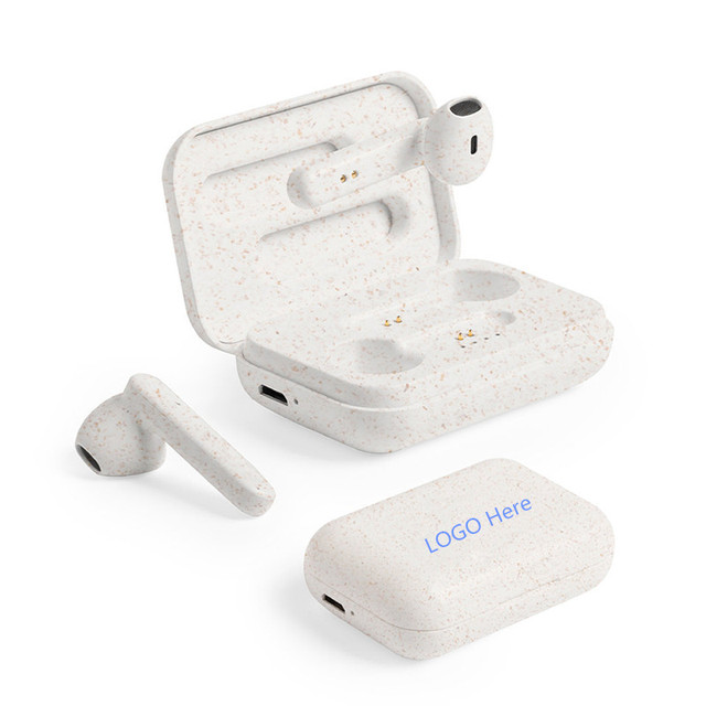 Hot Sale Wheat Straw In-ear TWS BT Earphone Earbuds with Custom logo