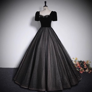 Black Ball Gown Evening Dress Sweetheart Neckline Empire Waist Full Skirt Formal Wear Wedding Party Dress - Product Image 3