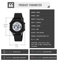 Montre de sport SKMEI 2669 avec bracelet en silicone et nylon, résistante à l'eau, alarme, chronomètre, calendrier, pour garçons et filles, pour un usage quotidien