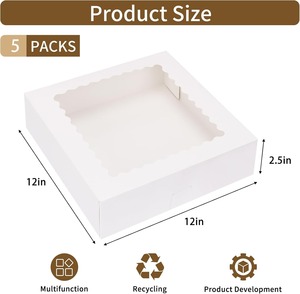 Caja para Pizza de 12 Pulgadas, Cajas Blancas para Panadería con Ventana, Cajas Autoabribles para Galletas, Pasteles y Sushi, Embalaje Ecológico Biodegradable con Relieve - Product Image 2