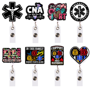 Porte-badge rétractable en acrylique coloré à paillettes pour infirmière, médecin, personnel médical, avec clip rotatif pour carte d'identité - Product Image 1