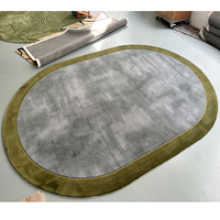 Tapis en acrylique tufté à la main, couleur verte, pour salon et chambre à coucher