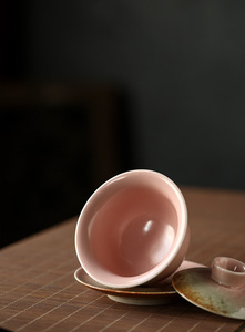 Wood-Fired Pink Open Piece Can Raise Three Kilns Ice Crack Glaze Red Makeup Cover Bowl Six-Piece Kung Fu <b>Tea</b> <b>Set</b> - Product Image 6