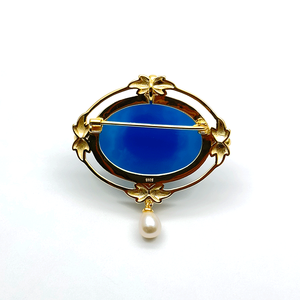 Broche colgante de artemisa camafeo de ágata tallada mitológica <span class=keywords><strong>griega</strong></span> victoriana antigua con perla fresca colgante - Product Image 3