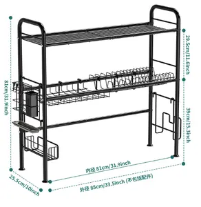 Professional Double-Tier Stainless Steel Dish Rack Counter Organizer For Home Kitchen Sink Dishes More-Custom Design Available