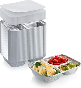 Barquette alimentaire en aluminium à compartiments largement utilisée, boîte alimentaire en aluminium, barquette en aluminium avec couvercle - Product Image 1