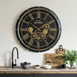<span class=keywords><strong>Horloge</strong></span> murale mécanique à engrenages en métal rustique vintage de <span class=keywords><strong>60</strong></span> <span class=keywords><strong>cm</strong></span> avec affichage à aiguilles, décoration créative unique pour le salon - Product Image 6