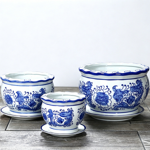 Vente flash : Jardinière ovale en céramique antique avec <span class=keywords><strong>pieds</strong></span>, motif floral vintage, pots en céramique, bassin en porcelaine pour la décoration de la maison et du jardin - Product Image 5