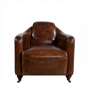 Retro Vintage Leather Club Armchairs Tobacco Genuine Leather <strong>Accent</strong> <strong>Chair</strong> <strong>Living</strong> <strong>Room</strong> Reclining Sofa <strong>Chair</strong> - Product Image 6