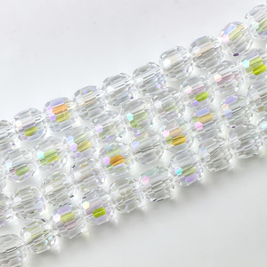Zhubi, 80 Uds., cuentas de cristal en forma de tambor, hebra de 8MM, cuentas de cristal redondas facetadas con agujero grande para fabricación de joyería, pulsera DIY - Product Image 4